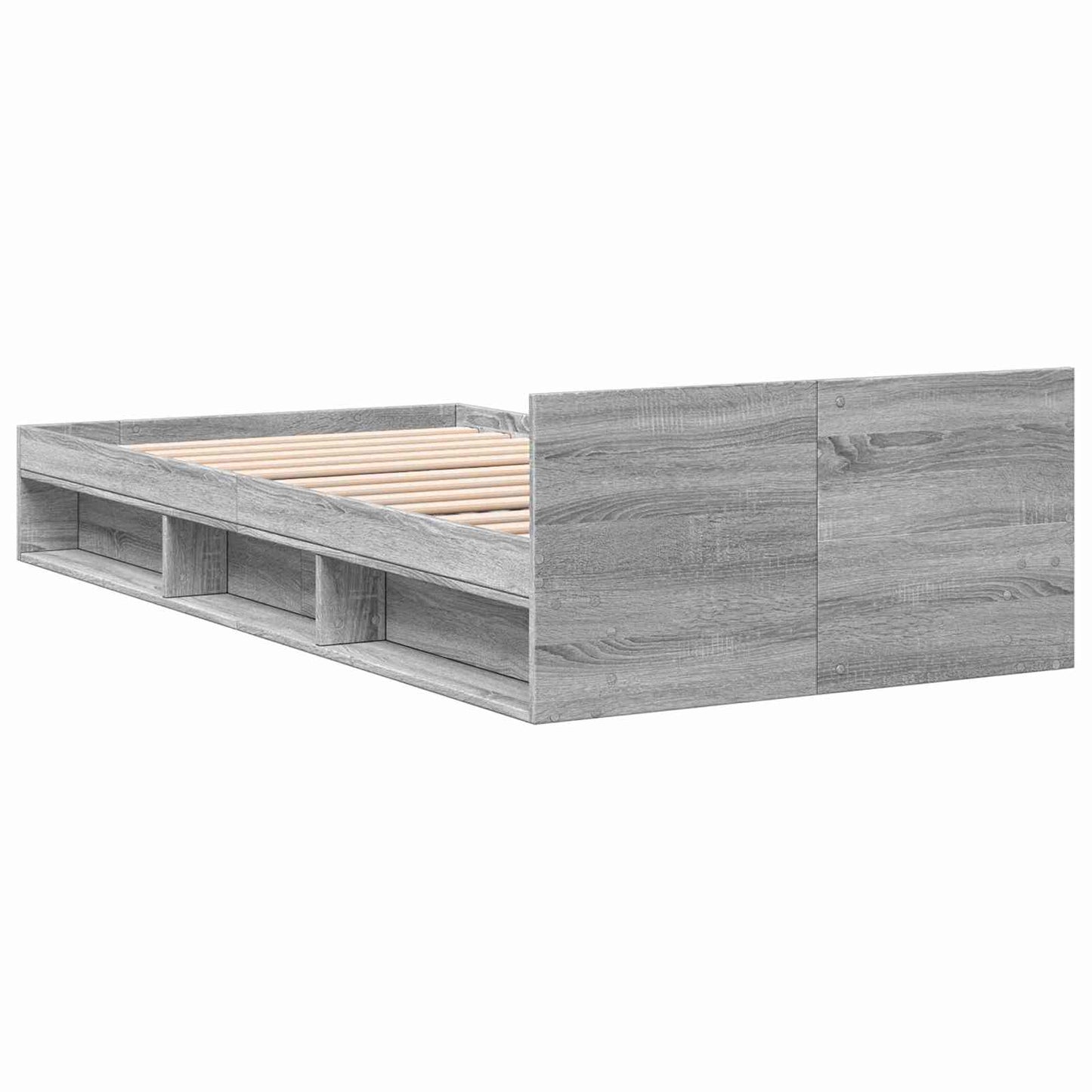 Bed Frame with Storage Grey Sonoma 80 x 200 cm Engineered Wood