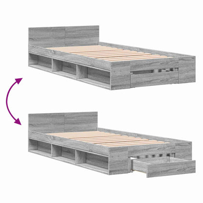 Bed Frame with Storage Grey Sonoma 80 x 200 cm Engineered Wood