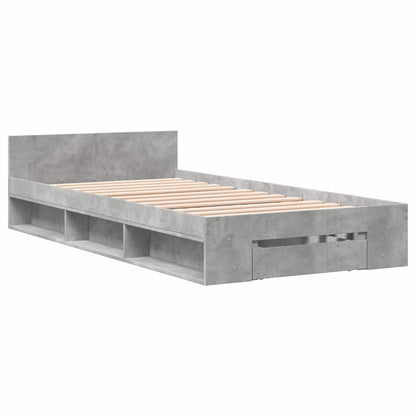 Bed Frame with Storage with Drawer Concrete Grey 80 x 200 cm