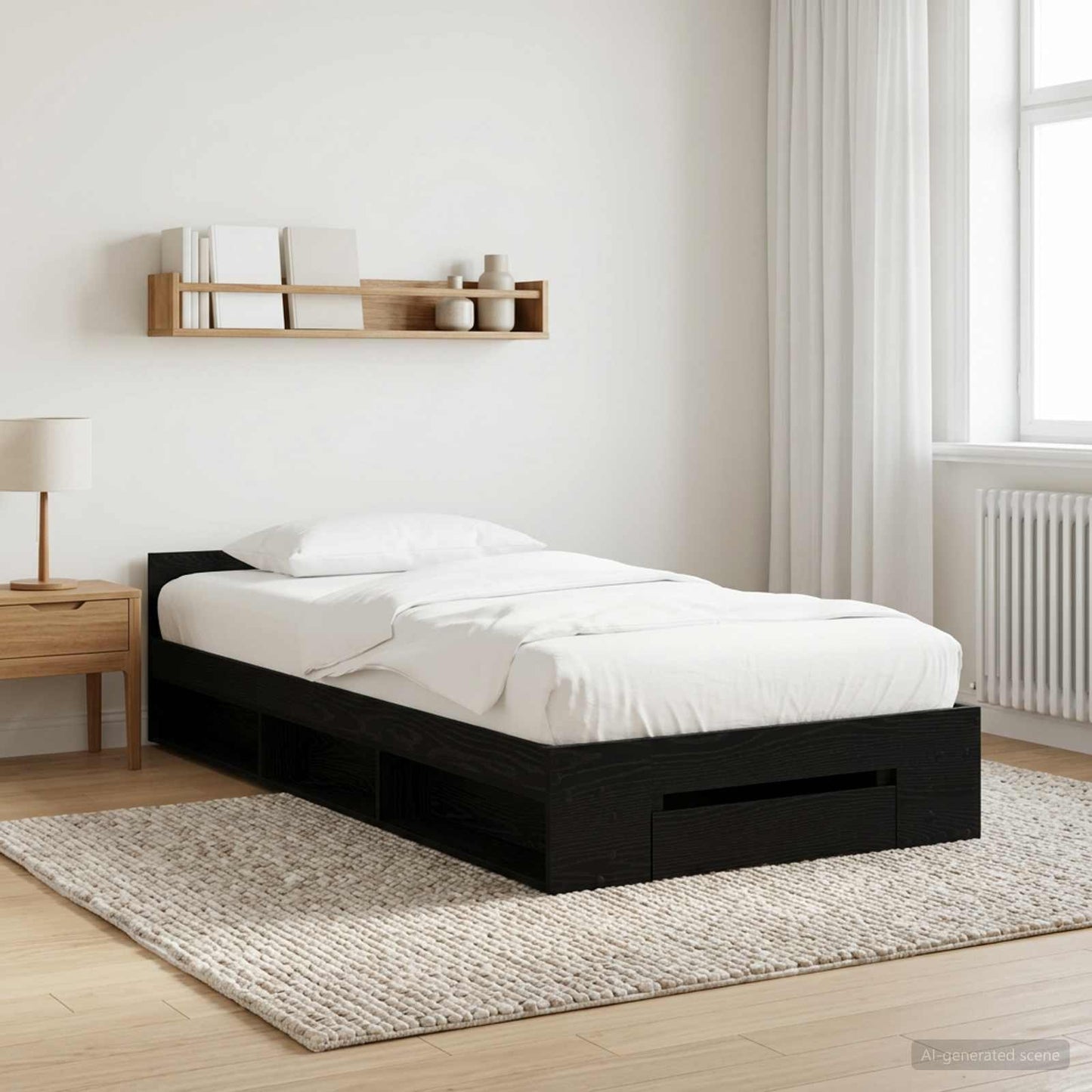 Bed Frame with Storage Black Oak 80 x 200 cm Engineered Wood