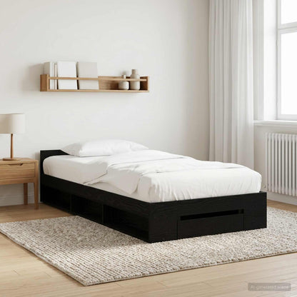 Bed Frame with Storage Black Oak 80 x 200 cm Engineered Wood