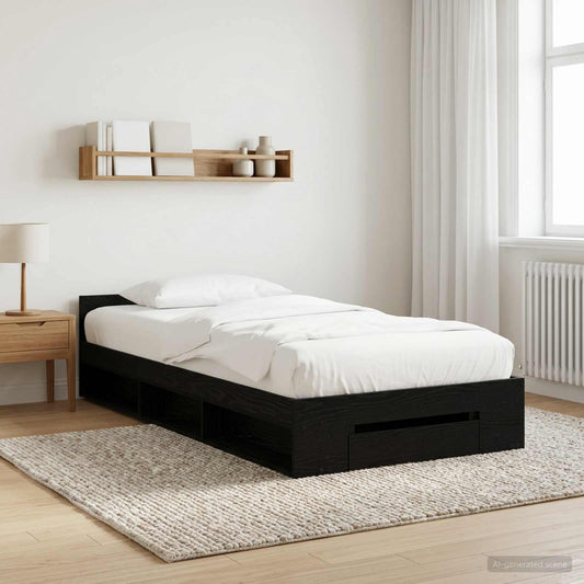 Bed Frame with Storage Black Oak 80 x 200 cm Engineered Wood