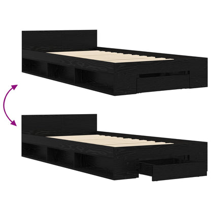 Bed Frame with Storage Black Oak 80 x 200 cm Engineered Wood