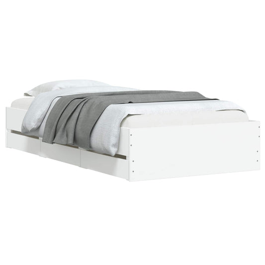 Bed Frame with Storage with Drawer White Engineered wood