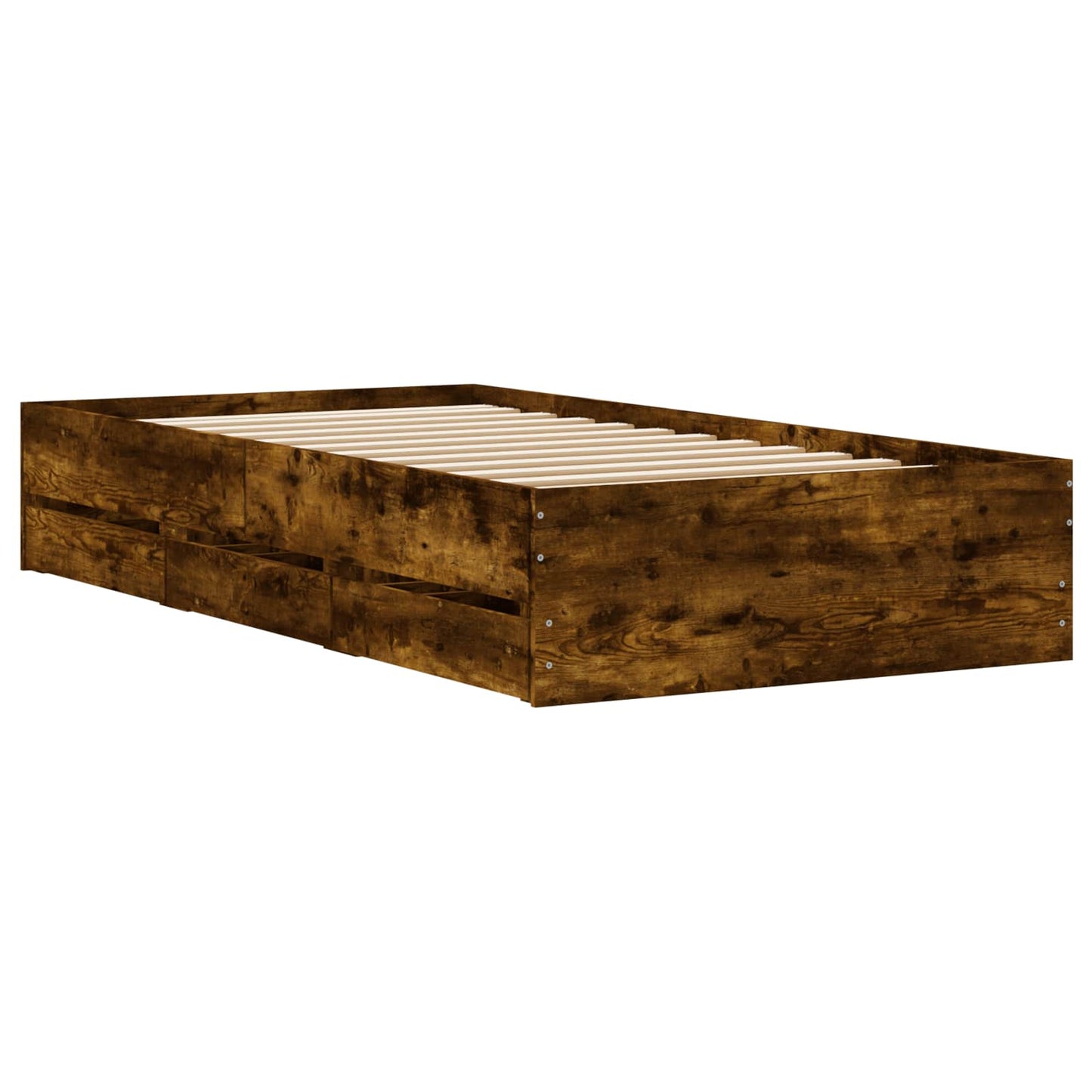 Bed Frame with Storage Smoked Oak 80 x 200 cm Engineered Wood