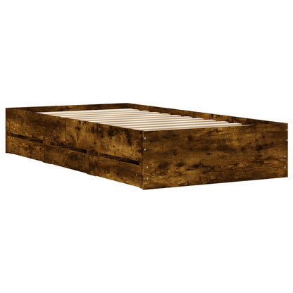 Bed Frame with Storage Smoked Oak 80 x 200 cm Engineered Wood