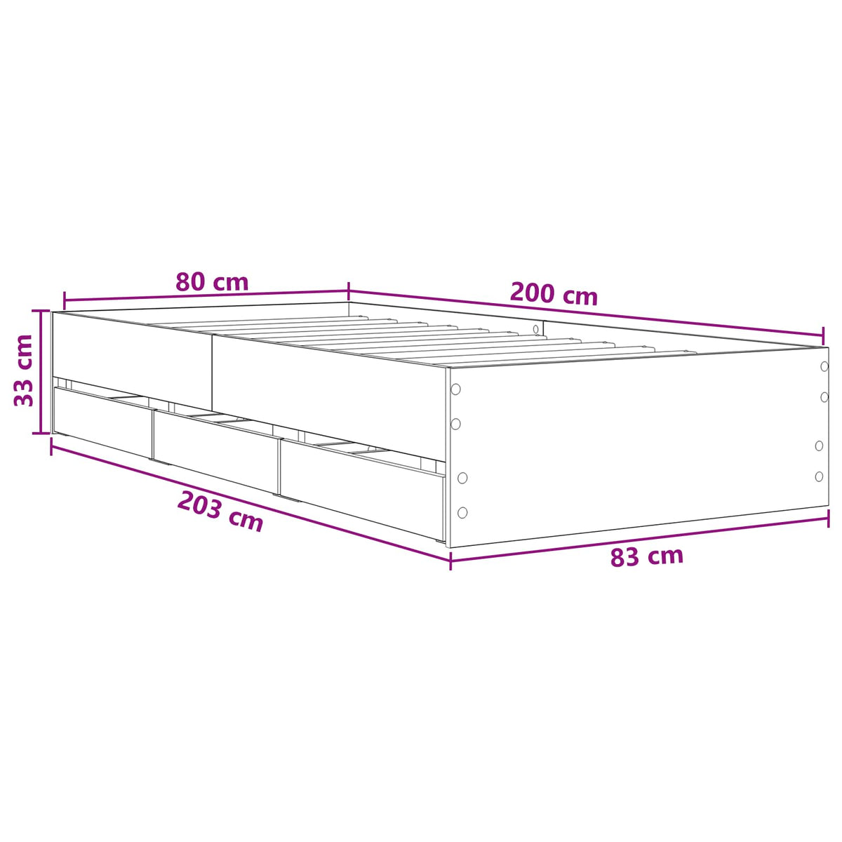 Bed Frame with Storage with Drawer Old Wood Engineered wood