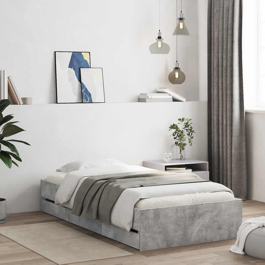 Bed Frame with Storage with Drawer Grey Sonoma Engineered wood