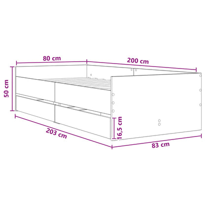 Bed Frame with Storage White 80 x 200 cm Engineered Wood