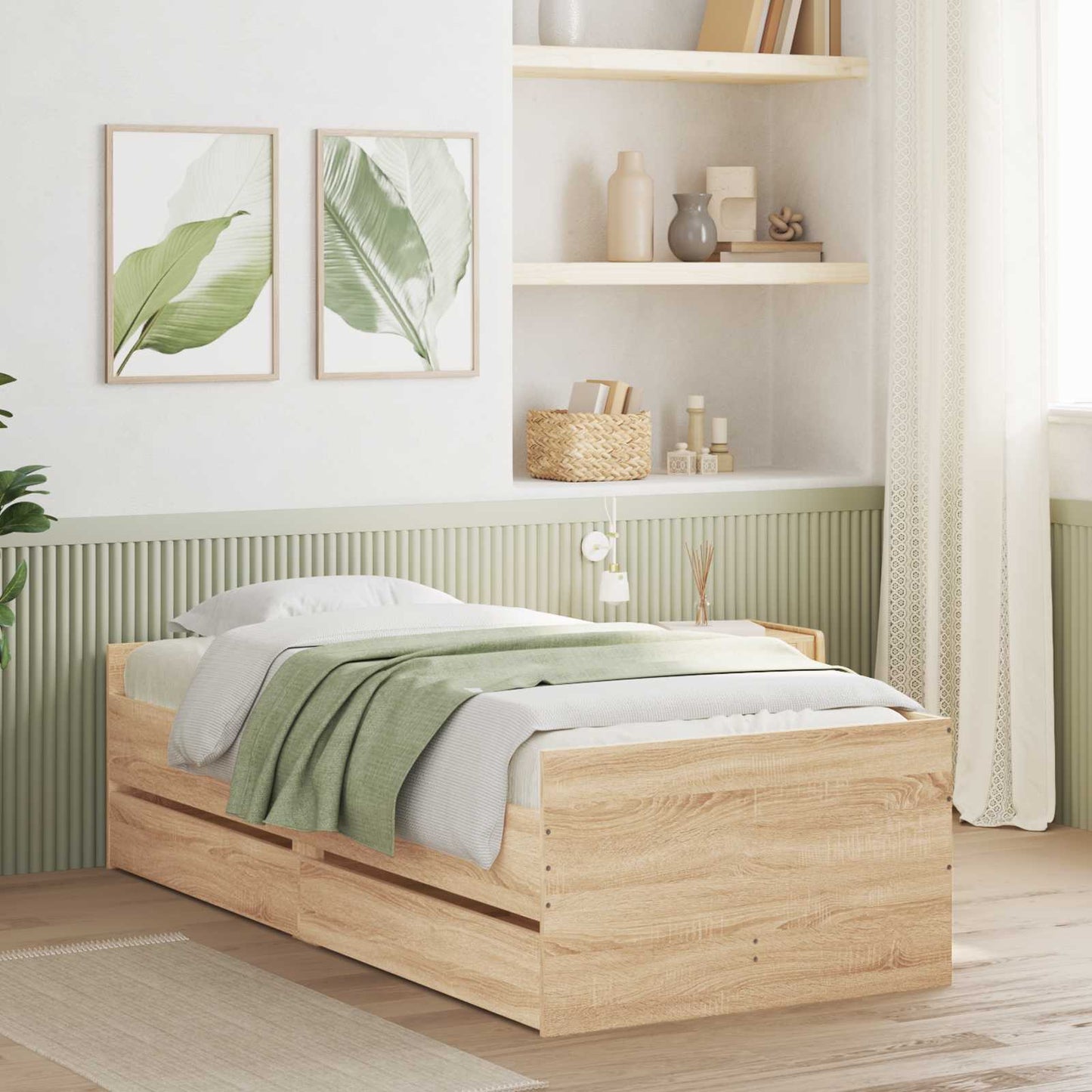 Bed Frame with Storage Sonoma Oak 80 x 200 cm Engineered Wood