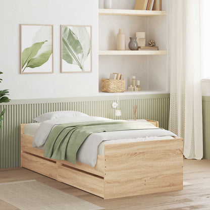 Bed Frame with Storage Sonoma Oak 80 x 200 cm Engineered Wood