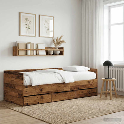 Daybed with Drawer with Headboard Old Wood Engineered Wood