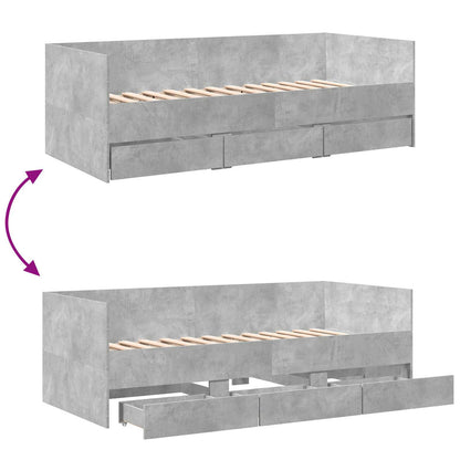 Bed Frame with Storage Concrete Grey 80 x 200 cm
