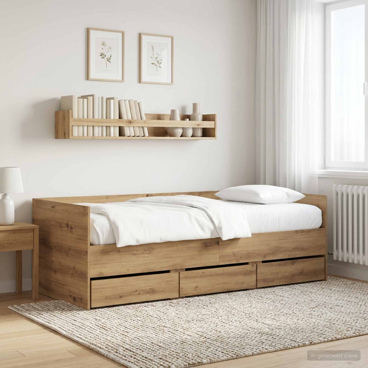 Daybed with Drawer with Headboard Artisian Oak Engineered Wood