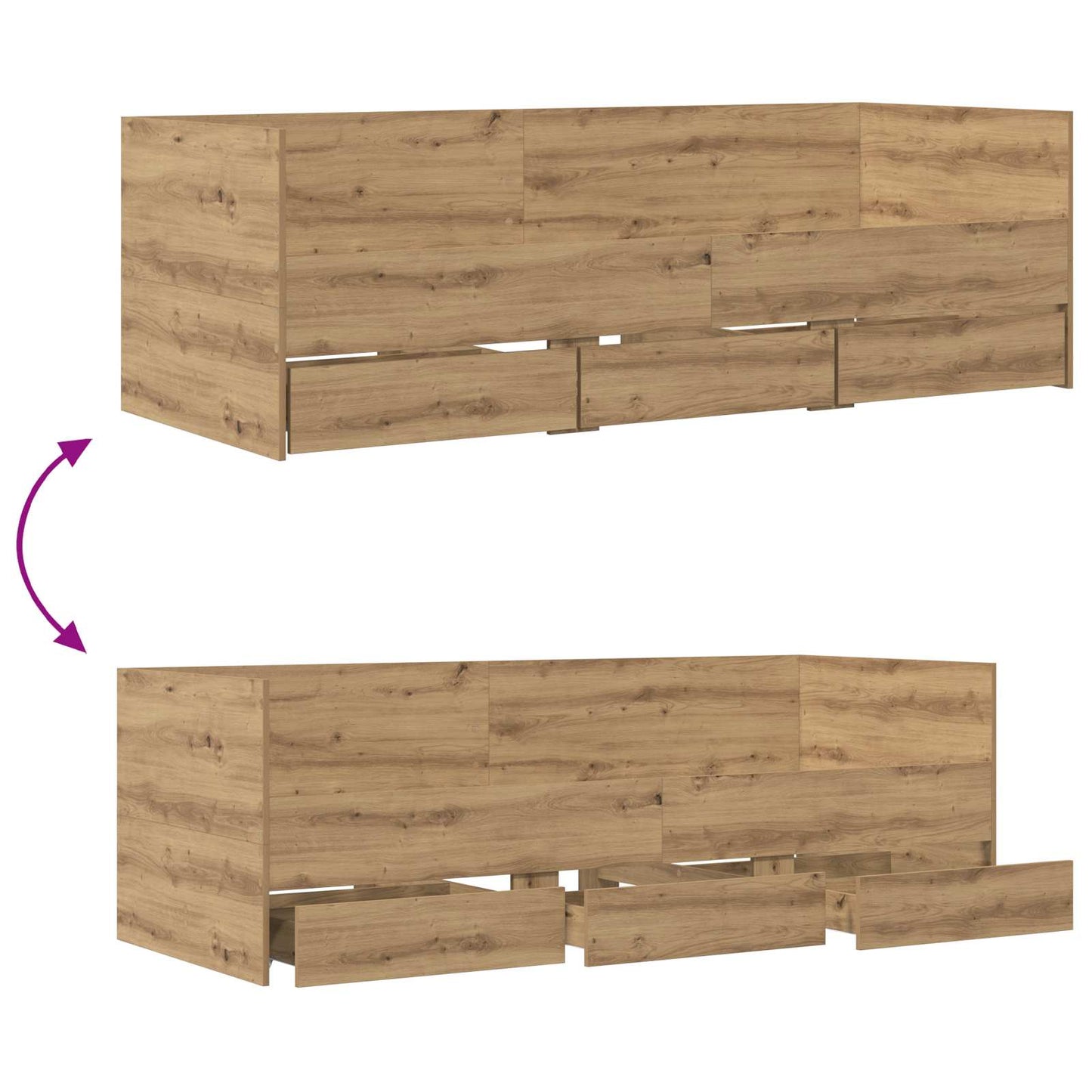 Bed Frame with Storage Artisian Oak 80 x 200 cm Engineered Wood