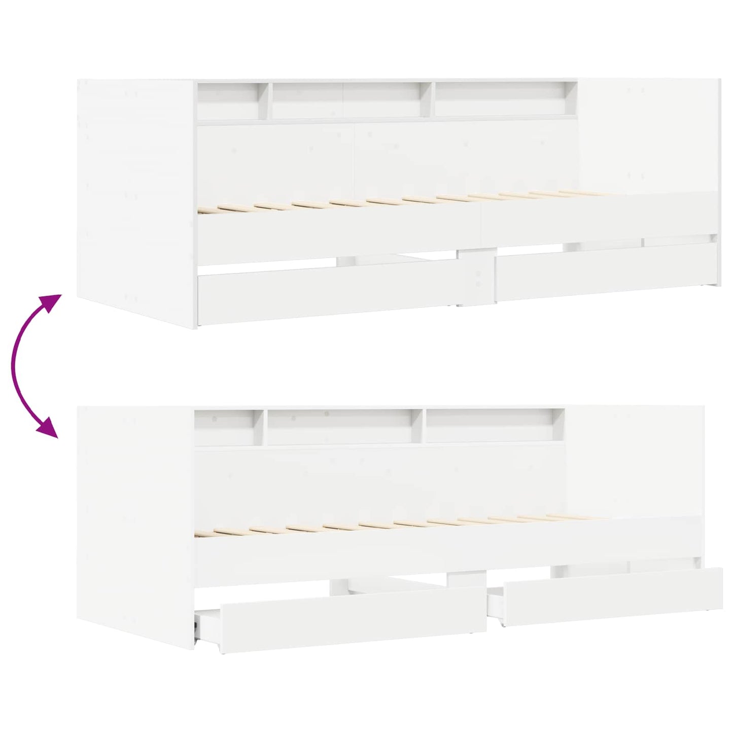 Bed Frame with Storage White 80 x 200 cm Engineered Wood