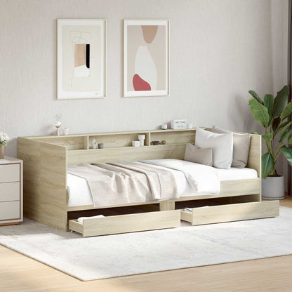 Bed Frame with Storage Sonoma Oak 80 x 200 cm Engineered Wood