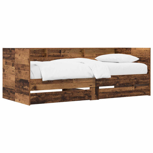 Daybed with Drawer with Shelf Old Wood Engineered Wood