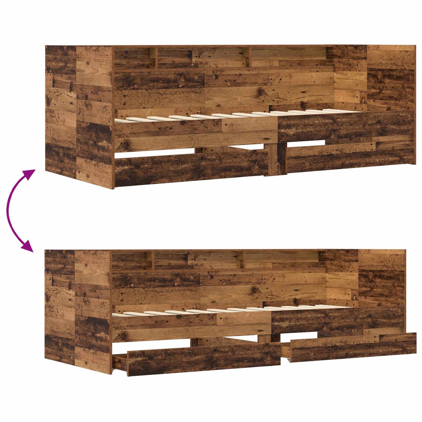 Bed Frame with Storage Old Wood 80 x 200 cm Engineered Wood