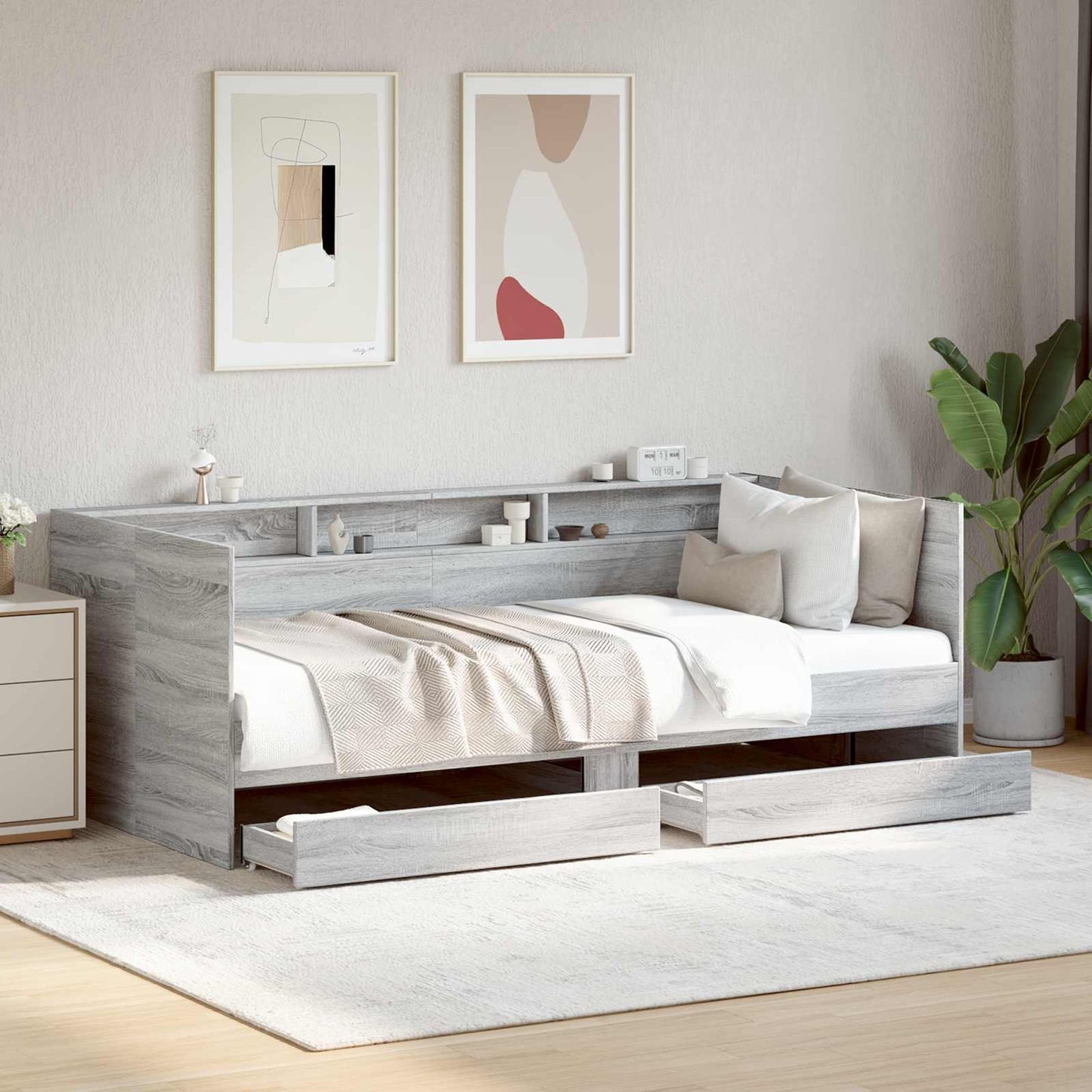 Bed Frame with Storage Grey Sonoma 80 x 200 cm Engineered Wood