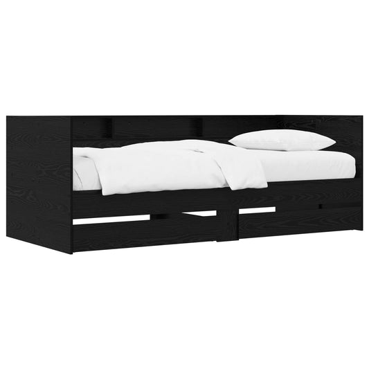 Daybed with Drawer with Shelf Black Oak Engineered Wood