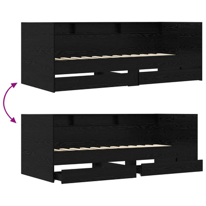 Bed Frame with Storage Black Oak 80 x 200 cm Engineered Wood