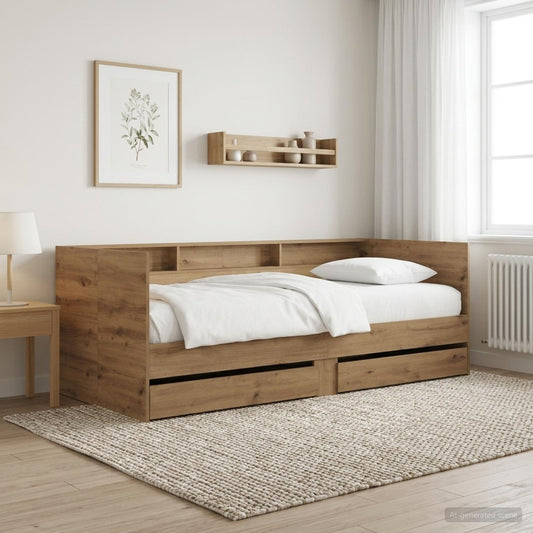 Daybed with Drawer with Shelf Artisian Oak Engineered Wood