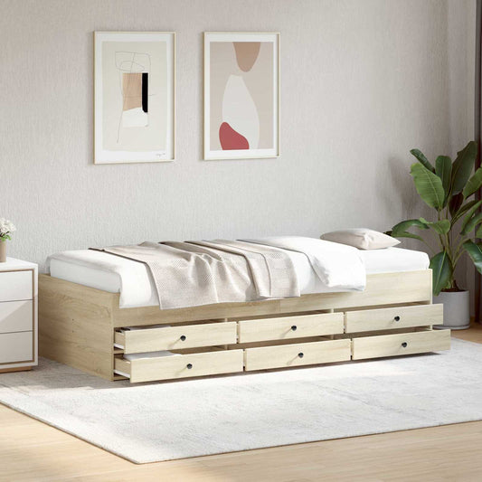 Bed Frame with Storage Sonoma Oak 80 x 200 cm Engineered Wood