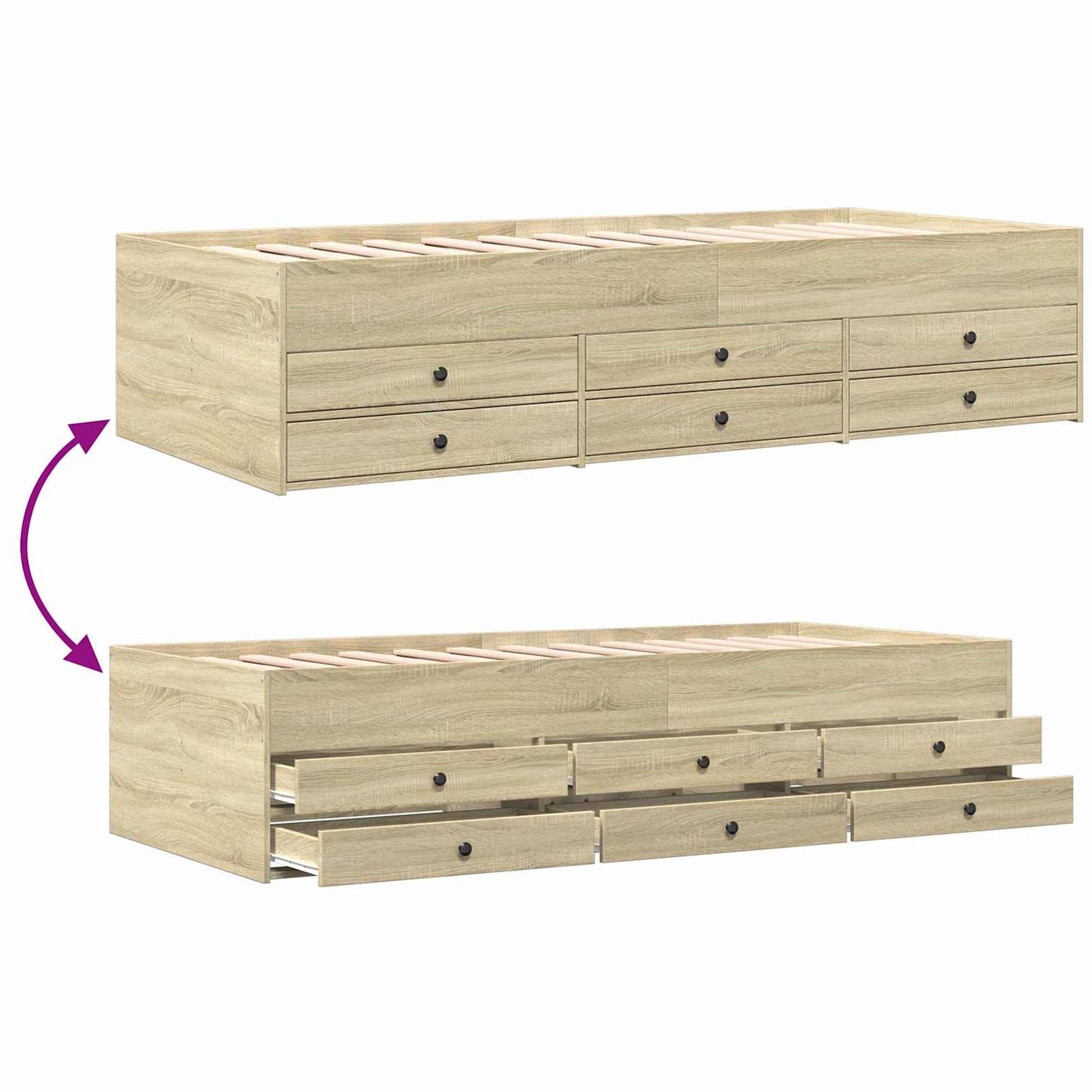 Bed Frame with Storage Sonoma Oak 80 x 200 cm Engineered Wood