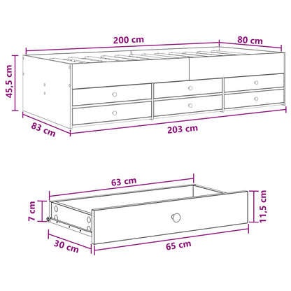Bed Frame with Storage Sonoma Oak 80 x 200 cm Engineered Wood