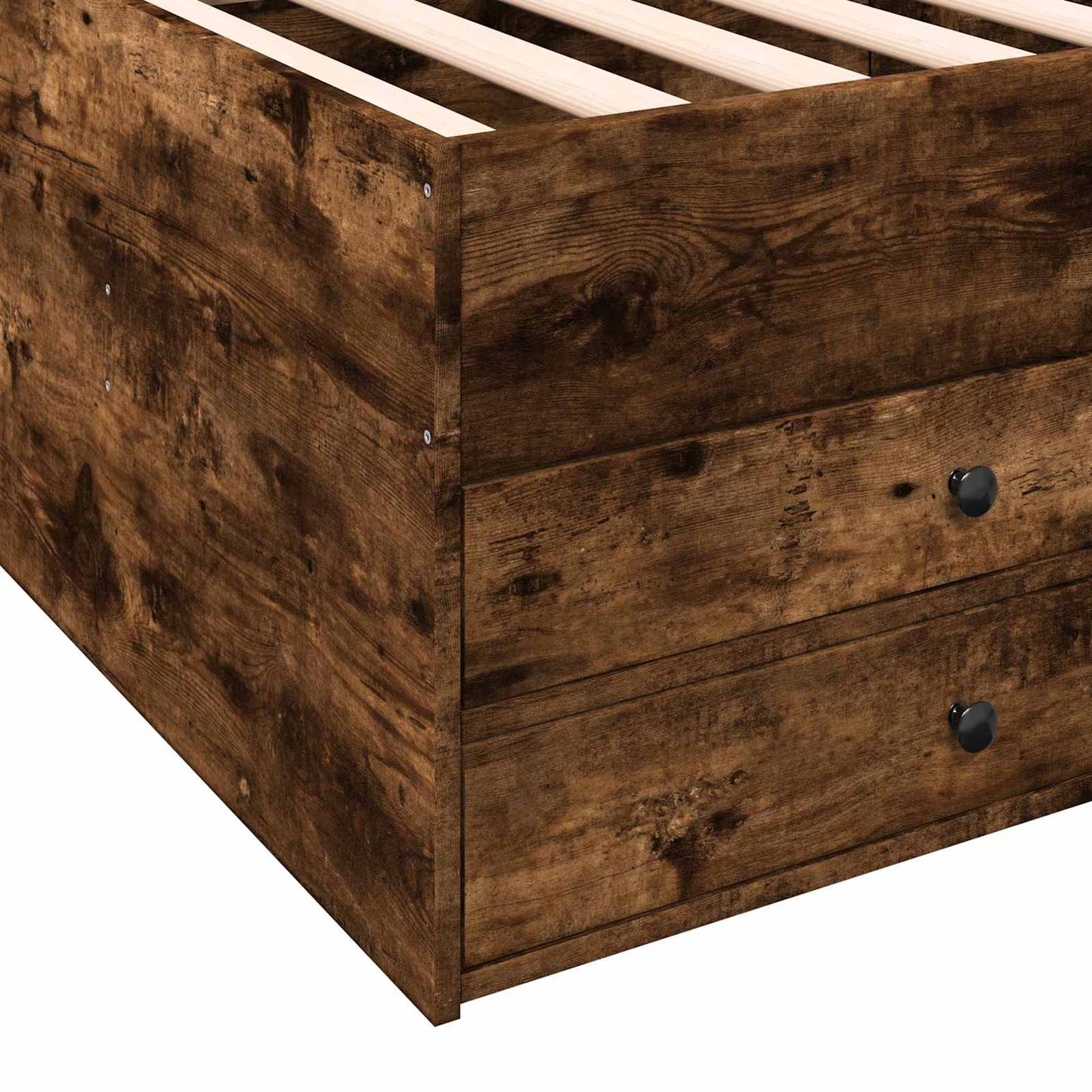 Bed Frame with Storage Smoked Oak 80 x 200 cm Engineered Wood