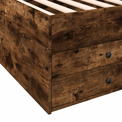 Bed Frame with Storage Smoked Oak 80 x 200 cm Engineered Wood