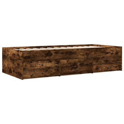 Bed Frame with Storage Smoked Oak 80 x 200 cm Engineered Wood