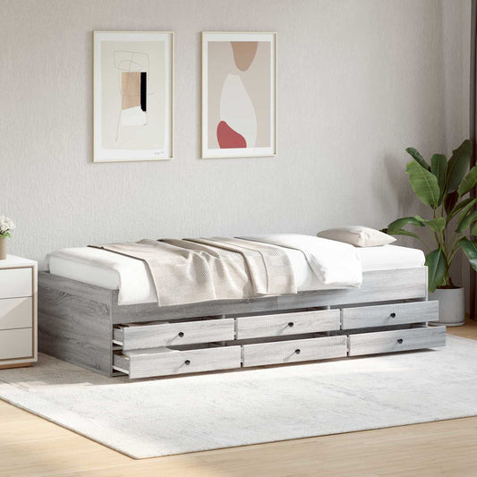 Bed Frame with Storage Grey Sonoma 80 x 200 cm Engineered Wood