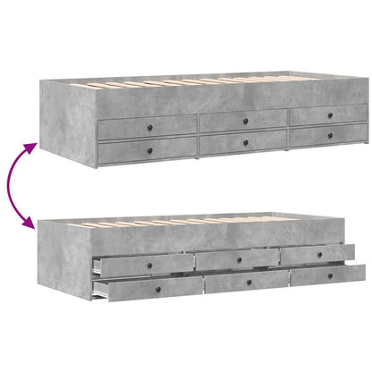 Bed Frame with Storage with Drawer Concrete Grey 80 x 200 cm