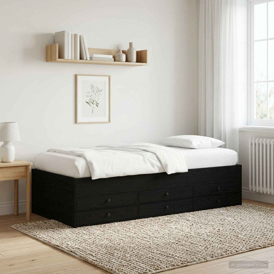 Bed Frame with Storage Black Oak 80 x 200 cm Engineered Wood