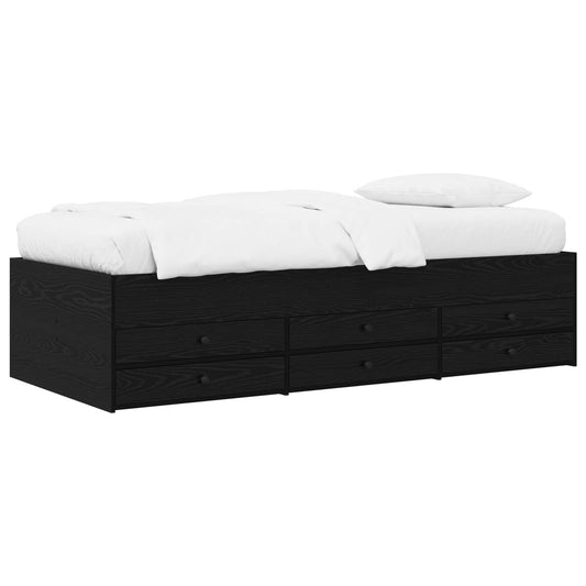 Bed Frame with Storage Black Oak 80 x 200 cm Engineered Wood