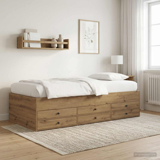 Bed Frame with Storage Artisian Oak 80 x 200 cm Engineered Wood