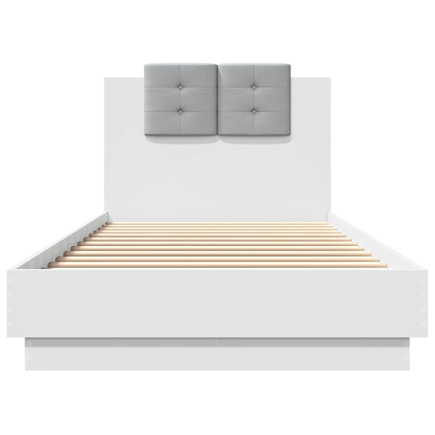 Bed Frame with Headboard White Engineered Wood