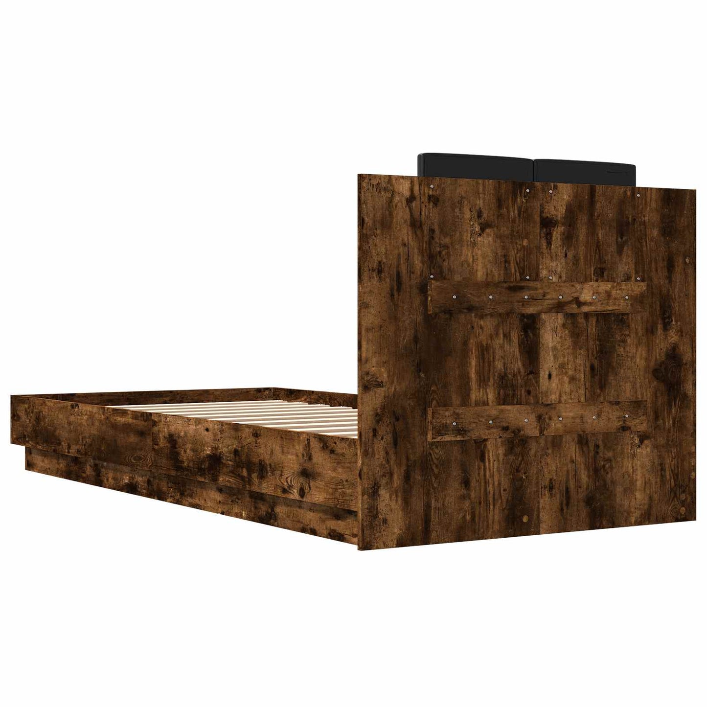 Bed Frame with Headboard Smoked Oak Engineered Wood