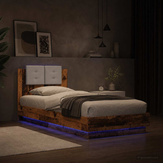 Bed Frame with Headboard Old Wood Engineered Wood