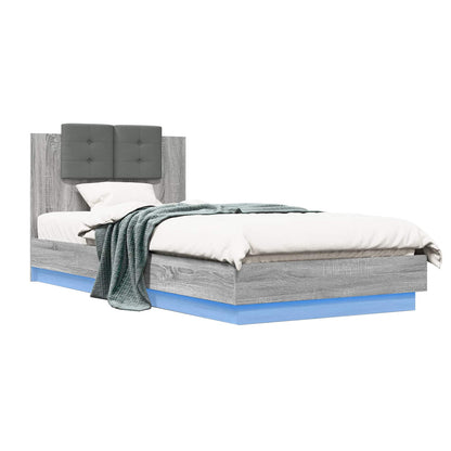 Bed Frame with Headboard Grey Sonoma Engineered Wood