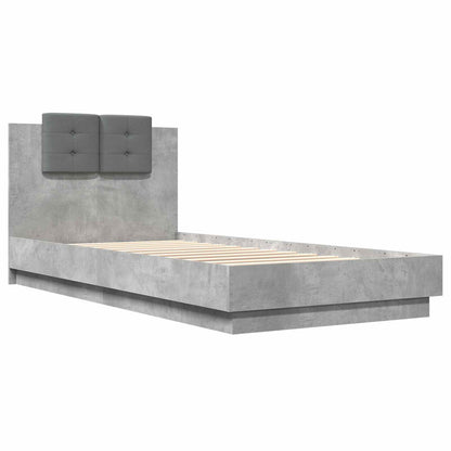 Bed Frame with Headboard Concrete Grey Engineered Wood