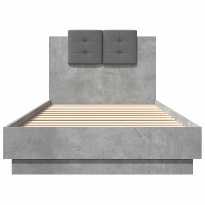 Bed Frame with Headboard Concrete Grey Engineered Wood
