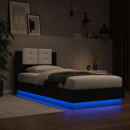 Bed Frame with Headboard Black Oak Engineered Wood
