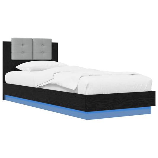 Bed Frame with Headboard Black Oak Engineered Wood