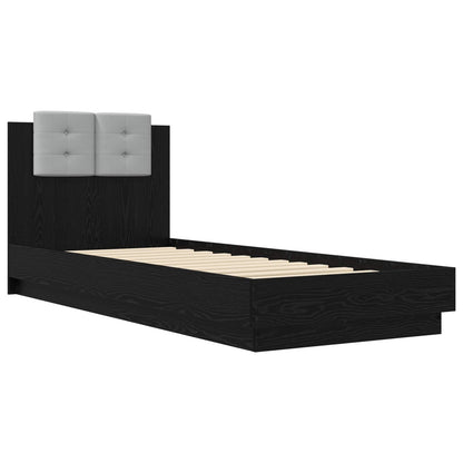 Bed Frame with Headboard Black Oak Engineered Wood