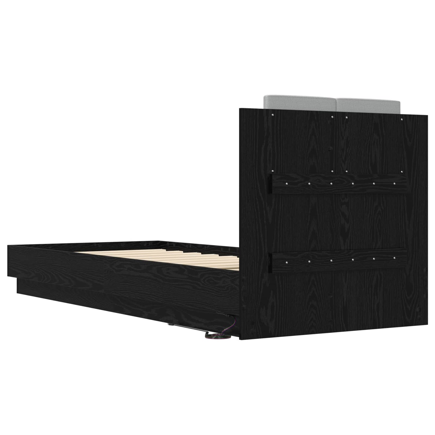 Bed Frame with Headboard Black Oak Engineered Wood