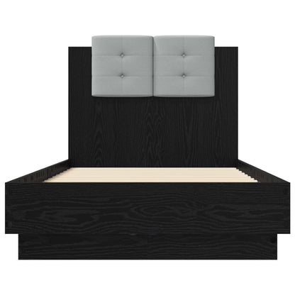 Bed Frame with Headboard Black Oak Engineered Wood