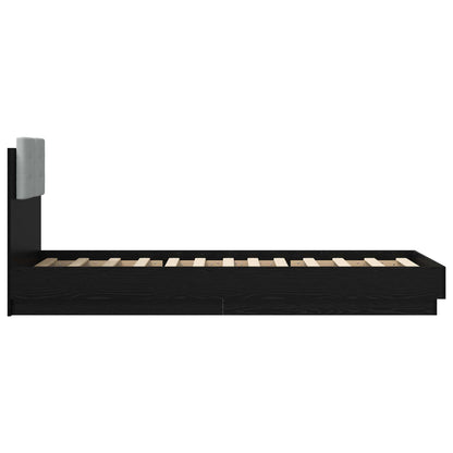 Bed Frame with Headboard Black Oak Engineered Wood